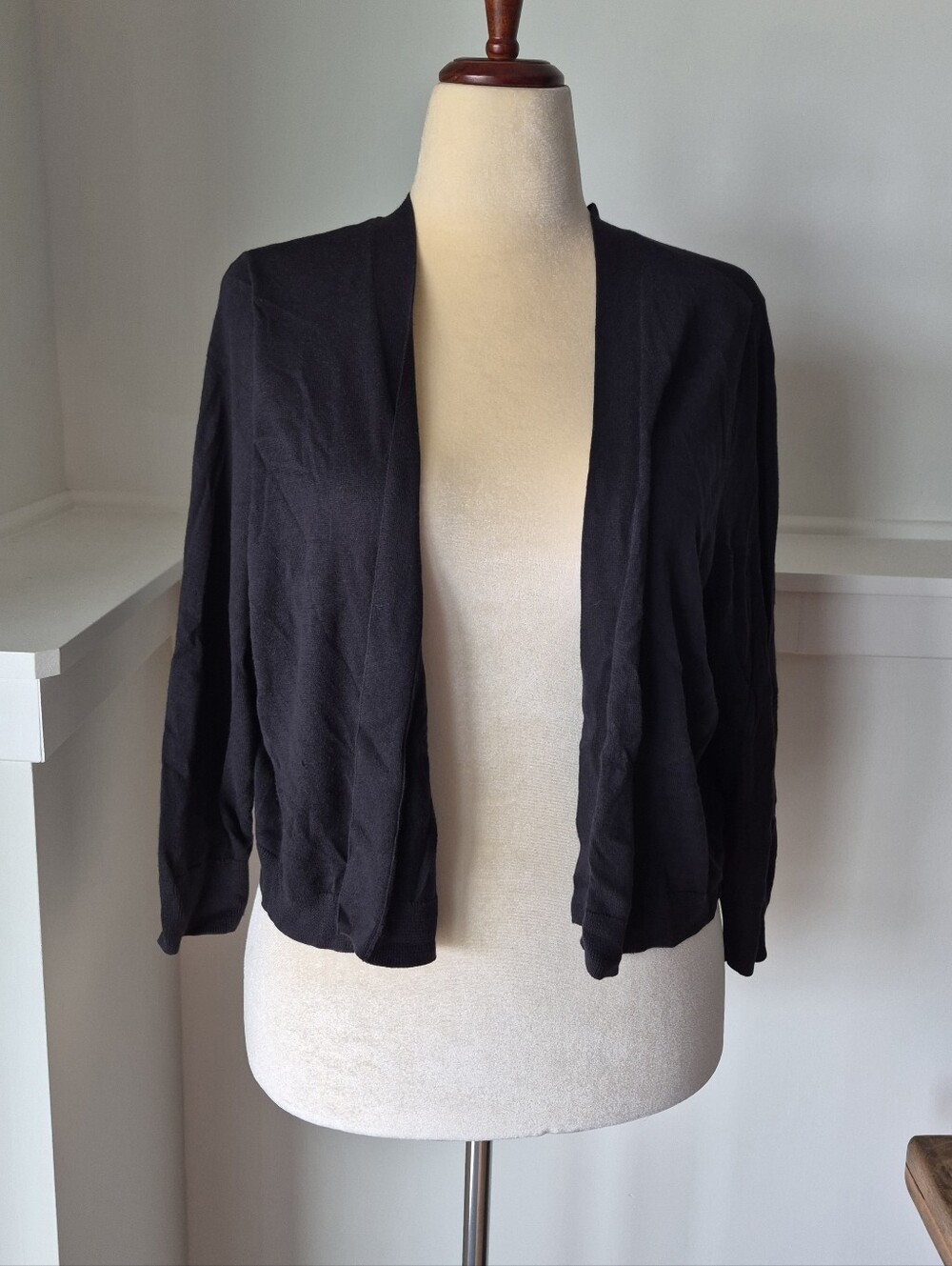 Talbots Black Size 2x Short Waist Length Open Cardigan/ Shrug